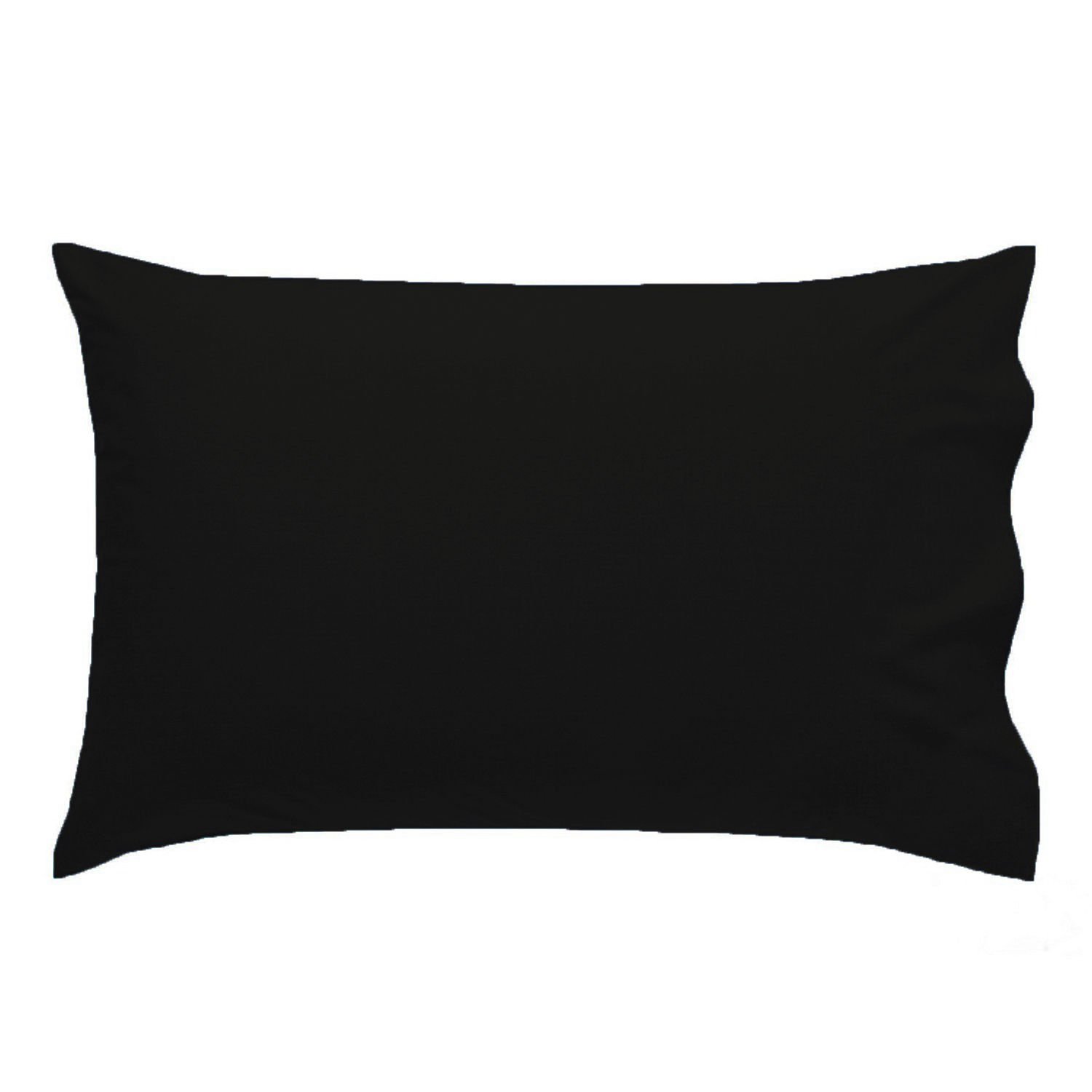 R&Z Plain Dyed Polycotton Cot Bed Pillow Pair Case (Black)
