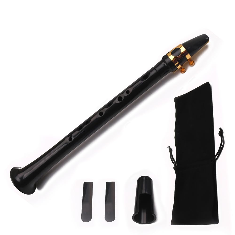 POENVFPO Saxophone de Poche Noir Portable, Mini Instrument de Musique à Vent avec Sac de Transport, Design fabriqué à la Main pour les Amateurs de Musique, Disponible en Cloche ou à Bouche Droite