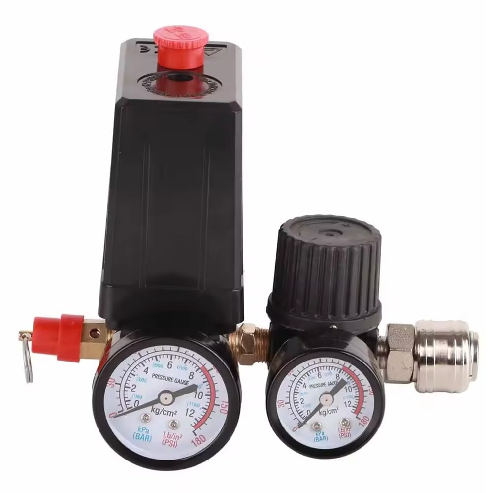 Solimery Regulator Valve with 1/4in 4 Holes Air Compressor Pressure Control Switch 90-120PSI Air Compressor Valve Controller