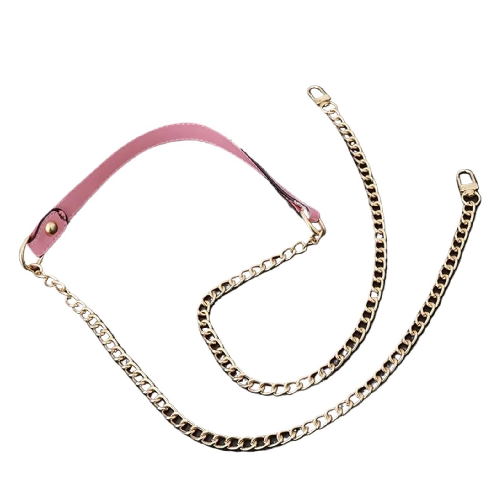 YUSUZH 2pcs 120cm Replacement Shoulder Strap Crossbody Bag PU Leather Handle with Metal Chains Accessories for Small Bag(Pink)