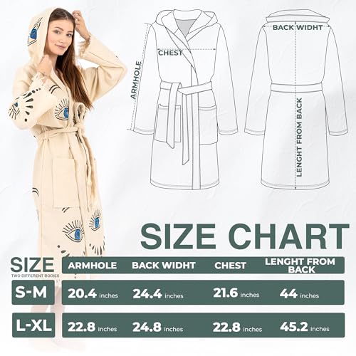 Evil Eye Kimono Handmade Hooded Boho Beachwear Cover Up Robe Kimono Bathrobe Cotton Cardigan For Spa, Gym, Pool, Beach2