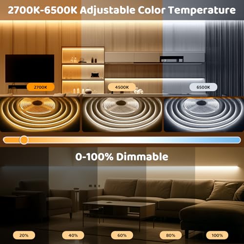 Tira LED COB 10m 2700K-6500K con control remoto y app miniatura 2