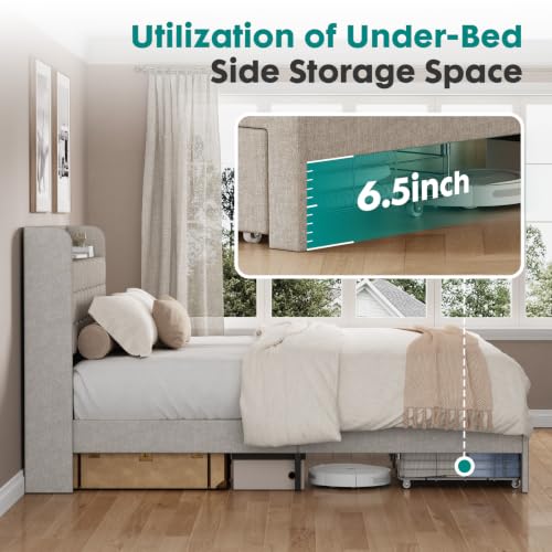 Image of Bed Frame, 12 Inch Solid Pine Wood Platform Bed Frames for King Mattress, Includes Wood Slats Support, No Box Spring Needed, Easy Assembly, Pine