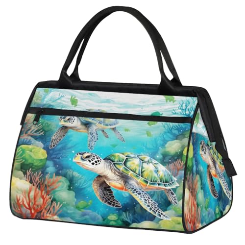 Sea Turtle Travel Duffel Bag Sports Tote Gym Bag Carry on Weekender Overnight Bag for Women and Men