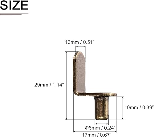 Miniatura 2 de DTGN clavija de soporte para estante en L de 0.24 x 0.39 pulgadas (DXL) - Paquete de 50 unidades - Bueno para estante de muebles - Soporte de