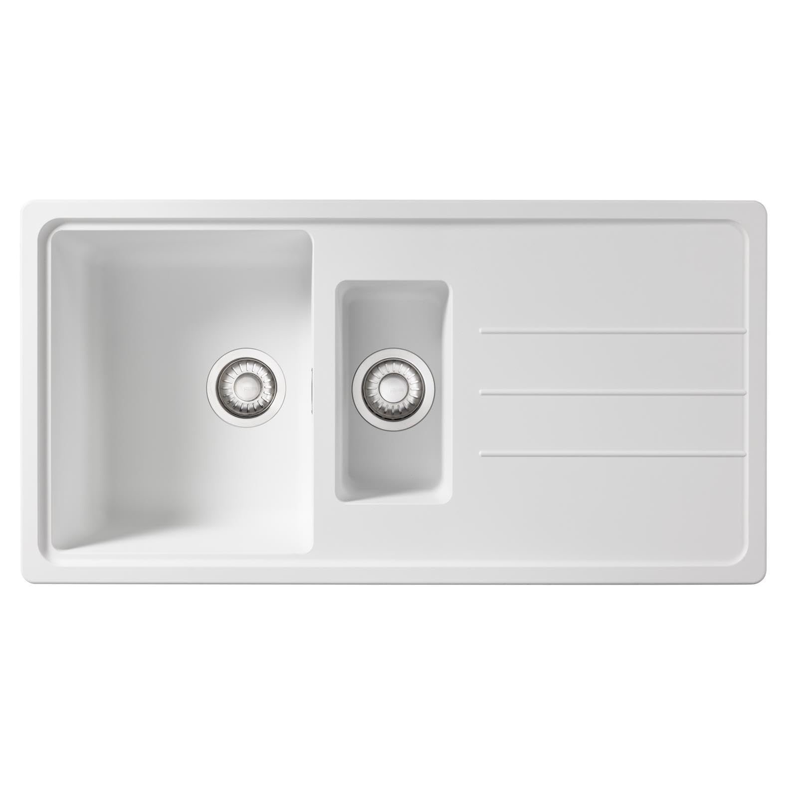 Franke White Junos Jsd651-97Pw 1.5 Bowl Tectonite Reversible Inset Kitchen Sink