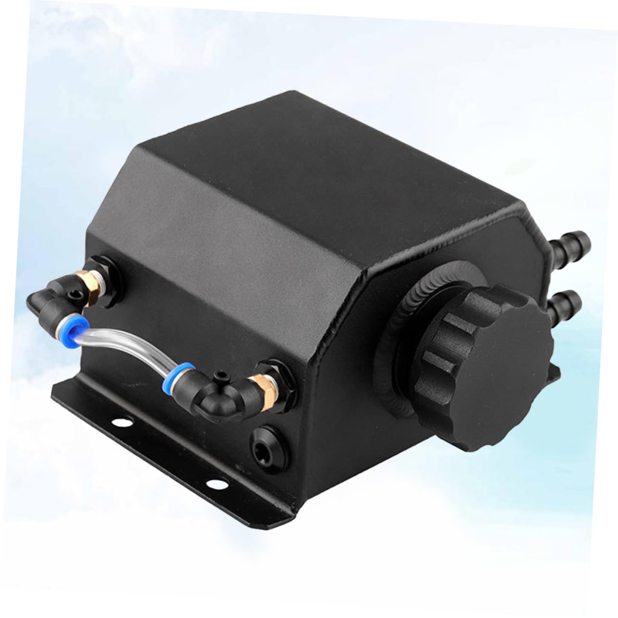 Récupérateur Huile Voiture Aluminium Noir Réservoir Ventilé avec Bouchon Vidange Séparateur Huile et Boues pour Moteur