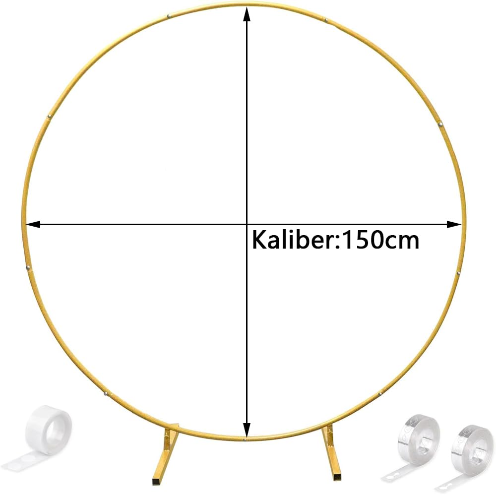 1.5M Metall Luftballon Bogen Kit,Ballonbogen Rund Gold,Ballon Kreis Rahmen Kit,Ballon Girlanden Halter,Hochzeitsbogen Rund,Ballonsäulenständer Set,Balloon Arch Kit.Ballonbogen Metall