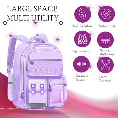Image of Storite School Backpacks for Girls Stylish Bags for Girls Kids 7-12 Years Old Cartoon Water Resistant Backpack Durable Burden Relief School Bag Birthday
