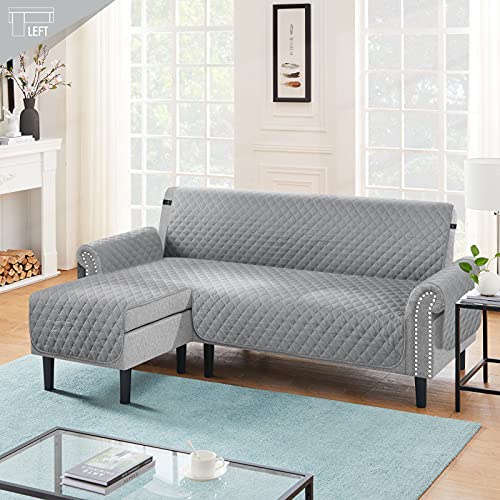 Image of TAOCOCO Couch Slipcover L Shape Sofa Cover Sectional Couch Chaise Lounge Cover Reversible Sofa Cover Furniture Protector Cover for Home Decor (Light Gray, X-Large)