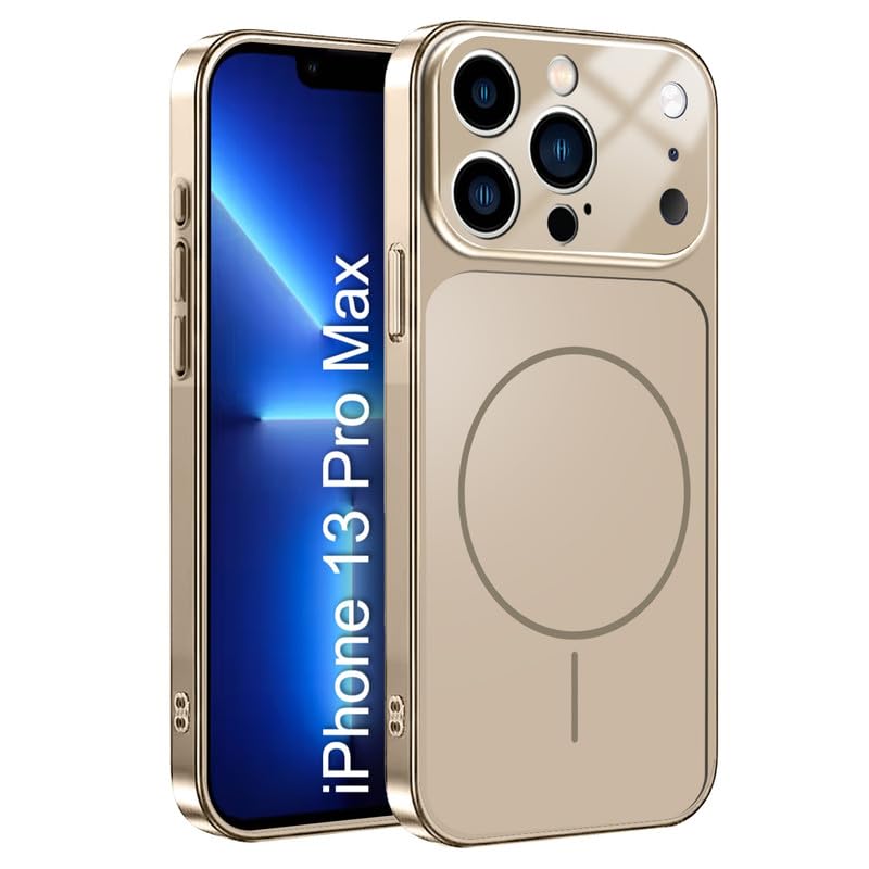 Image of LuxuryKase Converter Case for iPhone 13 Pro Max | Premium Protective MagSafe Cover | iPhone 17 Pro Series Style Design | in Built Camera Guard | Wireless Charging Compatible - Gold