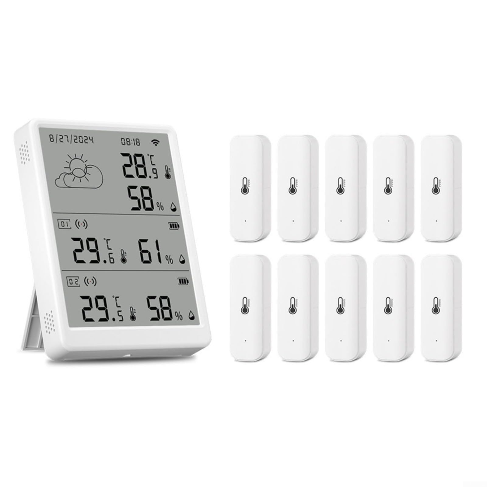 WiFi RF433 Sensore di umidità di temperatura con schermo LCD, stazione termometro igrometro intelligente per app Tuya, monitor remoto per casa serra cantina, portata 100 m, supporta per