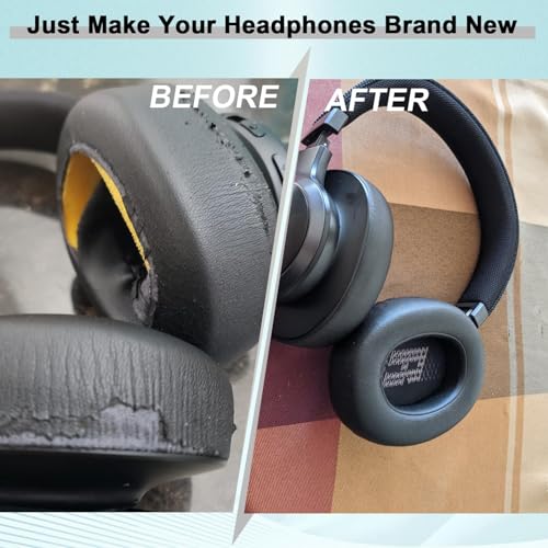 Image of JBL E65 Replacement Ear Pads for JBL E65 (E65BT E65BTNC) /Live 650 (650NC 650BTNC) /Live 660 (660NC 660BTNC) /Duet NC Over-Ear Headphones, Earpads Cushions with Softer Leather (Black)