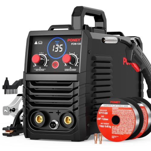 Image of PONEY MIG Welder 135A 110V, 3-in-1 Gasless Flux Core & Lift TIG, Portable