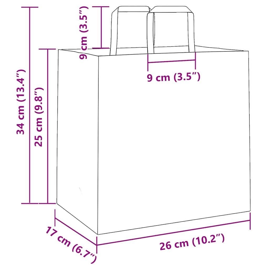 Papiertragetaschen Rosa 26x17x25 cm aus Kraftpapier mit Papierseilhenkeln 250 Stk. nachhaltige Geschenktüten für Geburtstag Hochzeit Party Kindergeburtstag Jubiläum