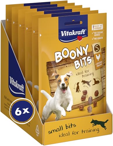 Vitakraft Boony Bits, gustoso snack per l'addestramento, come premio tra un pasto e l'altro, per cani di taglia piccola, in sacchetto richiudibile, senza l'aggiunta di zuccheri e cereali (6x 55g)