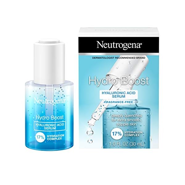 Neutrogena Hydro Boost Hyaluronic Acid Serum For Face with Vitamin B5, Lightweight Hydrating Face Serum for Dry Skin, Oil-Free, Non-Comedogenic, Fragrance Free, 1 oz