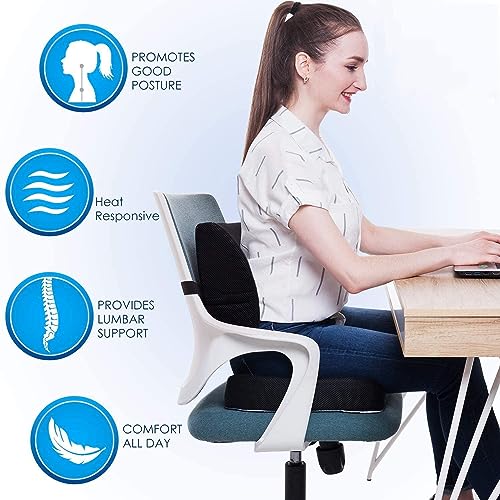 Image of Grin Health Coccyx Seat Cushion with Lumbar Support Pillow for Chair | Memory Foam Tailbone Cushion with Back Support | Relief for Lower Back Pain, Sciatica, Coccyx & Tailbone Pain | Combo Set
