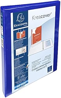 Exacompta - ref. 51840BE - 1 customizable rigid opaque binder with 3 pockets - 4 D-rings of 15 mm - Spine 38 mm - External dimensions: 32 x 27.3 cm - Format to be filed A4 Maxi - Colour: blue