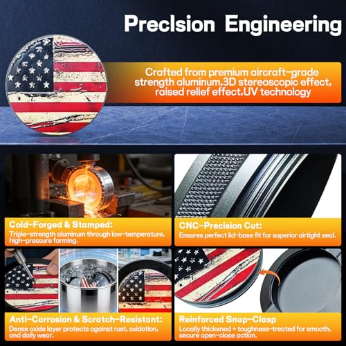 Image of Metal Can | Metal Container | Pouch Container | Small Storage Tin (American Flag (C))