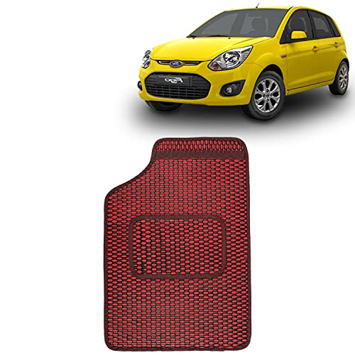 Image of Kingsway Dotted Design Car Floor Foot Mats Universal Fit for Ford WiFi-GO, Model Year : 2008-2014, Water and Dustproof, Color Red, Set of 5 Pieces
