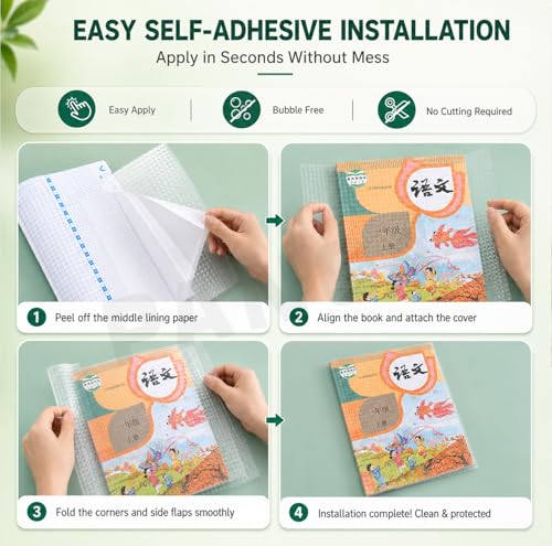 Image of PANCA 30 Pcs(3 Different Sizes -10 Each) Self Adhesive Book Cover Transparent Protective Sticker for School Notebooks Waterproof Book Covers Roll Plastic Sheets (Set of 60)