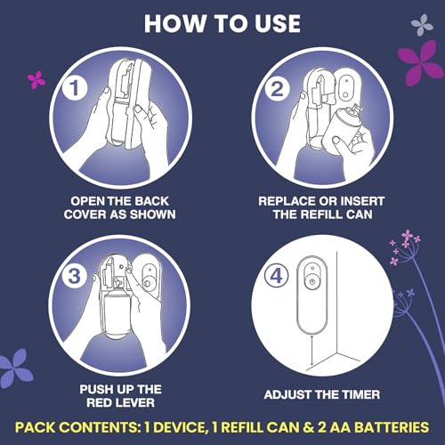 Image of Godrej aer Matic, Automatic Air Freshener Spray Kit with Flexi Control - Violet Valley Bloom & Cool Surf Blue & Petal Crush Pink (225 Ml)