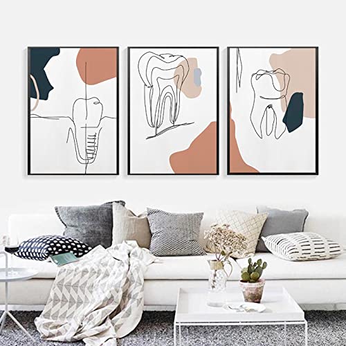 Arte Dental Diente Color Lona Pintura Acuarela Arte de la Pared Poster Higienista Dental Impresión de Lona Dientes Cuadros de Pared Clínica Decoración 30* 40 cm Sin marco