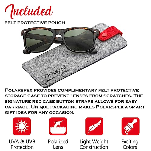 Image of PolarSpex Polarized Sunglasses for Men and Women | UV Protection, Durable Lightweight Frame, Retro Style, Felt Carrying Case, Clear Vision for Driving, Fishing & Everyday Wear.