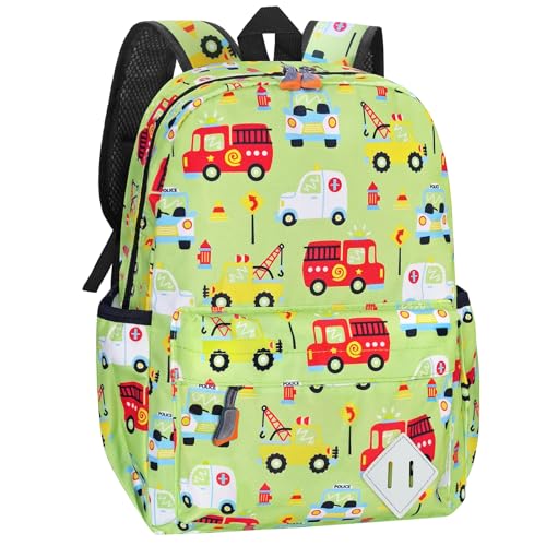 RSUARSUA Mochila escolar com desenho de carro, mochila escolar, verde, verde