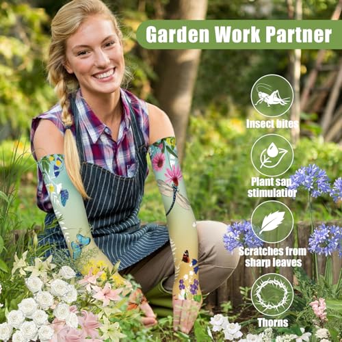 Image of Bebila Gardening Sleeves for Women Farm UV Sun Protection Anti-Scratch Cooling Sleeves with Thumb Hole Arms Cover Outdoors