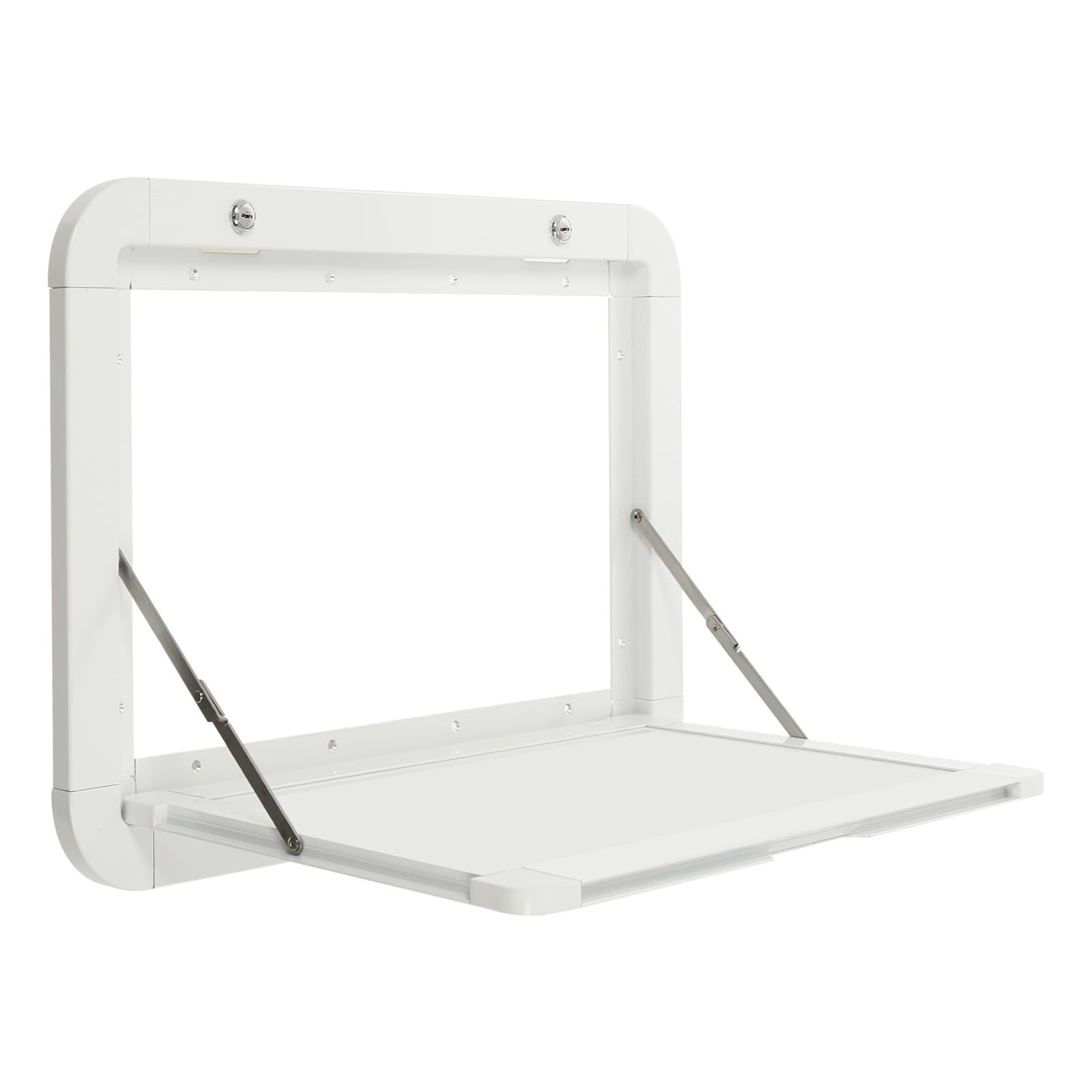 Wohnmobiltische Wandklapptisch, 60x42cm Aluminium-Legierung klappbare Wand Tisch, Abschließbare Wand Tisch-Set mit 2 Schlüssel Bis 20KG für RV (Weiß)