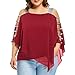 IMJONO Mode Hauts Femmes été épaules Denudees Sexy Top Femme Grande Taille Superposition de Coupe superposée asymétrique Blouse sans Bretelles T-Shirt Noir（Rouge,XL