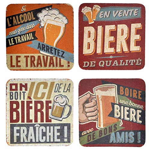 Item Internacional Set de 4 Posavasos Cerveza Estilo Vintage