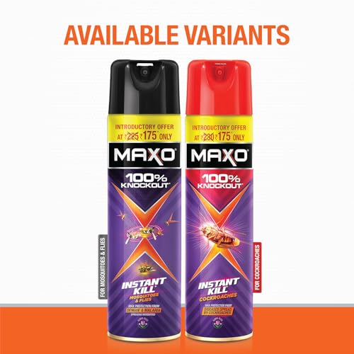 Image of Maxo Flying Insect Killer Spray 400ml | Mosquito & Fly Killer | 100% Knockout Formula | Protection from Dengue, Malaria & Chikungunya | Floral Bliss Fragrance
