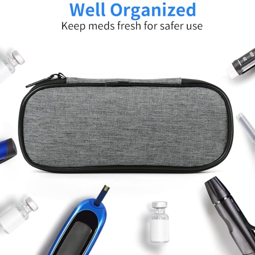 Image of Insulin Pen Cooler Travel Case with 2 Reusable TSA Approved Ice Packs, Diabetic Medication Insulated Cooler Bag for Insulin Pens and Other Diabetic Supplies Storage Grey