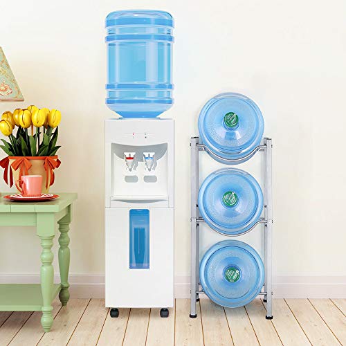 Vrisa Water Bottle Holder Water Jug Rack, 5 Gallon Water Bottle Organizer For 3 Tiers Storage, Silver #TOP4