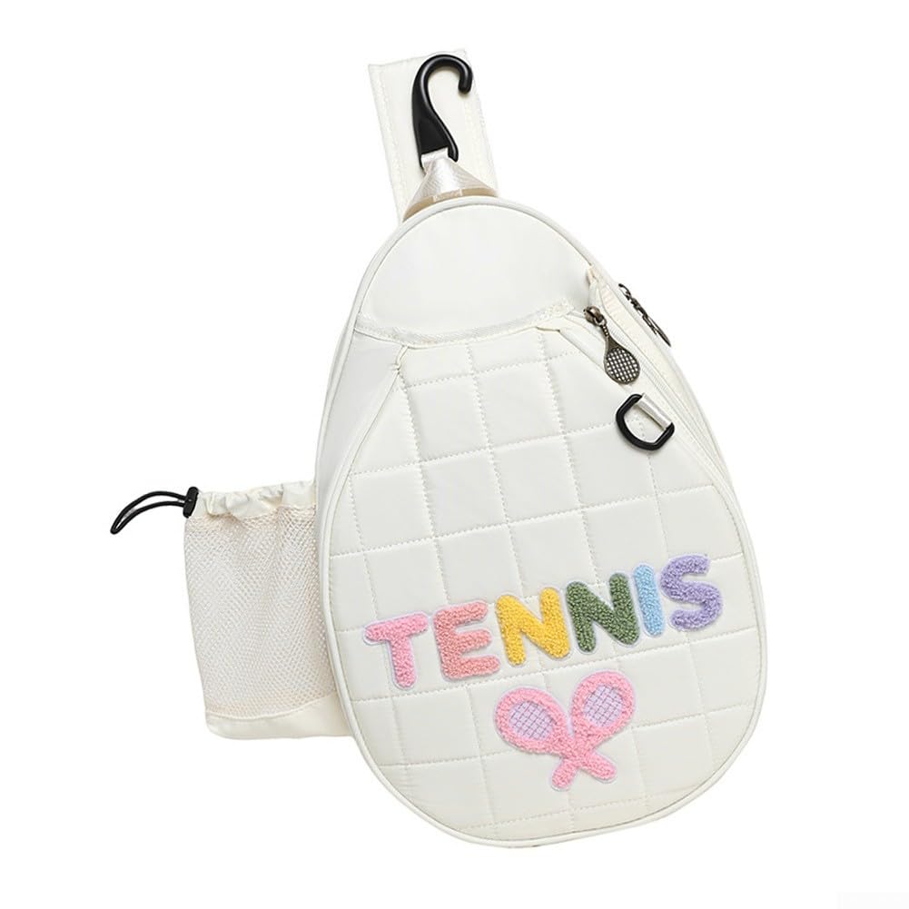 Zaino sportivo versatile per pickleball, tennis, badminton, borsa compatta in poliestere con tasca frontale con cerniera e imbottitura