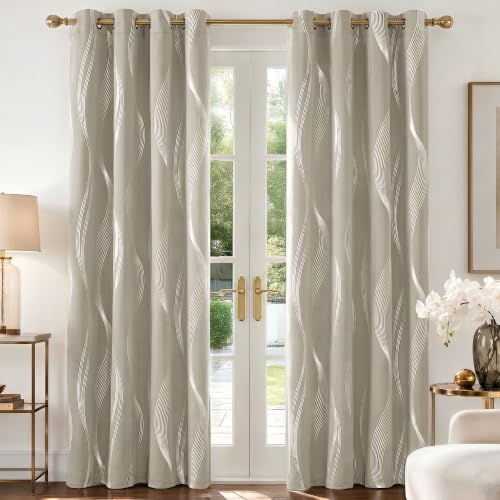 Deconovo Curtains for Living Room, Pattern Blackout Curtains 54 Inches Long