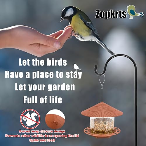Hanging Bird Feeders for Outdoors Wild Bird Seed Squirrel Proof Transparent Bird Feeder for Outside Attracting Wild Birds, Goldfinches, Cardinals and Sparrows Bird Lover(1, Brown) - Image 3