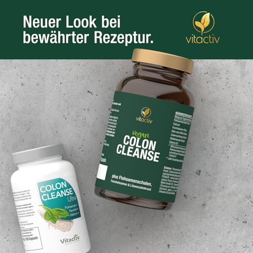 VITACTIV Colon Cleanse Ultra - 100 Kapseln, Vegan - Normale Verdauung - Natürliche Ballaststoffe - Flohsamenschalen Kapseln mit Aloe vera, Fenchelsamen, Löwenzahnkraut, Klettenwurzel, Calcium & D3 – Bild 8