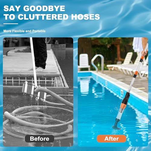 Image of 4 in 1 Cordless Rechargeable Small Pool Vacuum spa hot tub 90 Mins Running Time, 12 Gallons /Min Powerful Suction 2026 new (Light Grey) (Black)