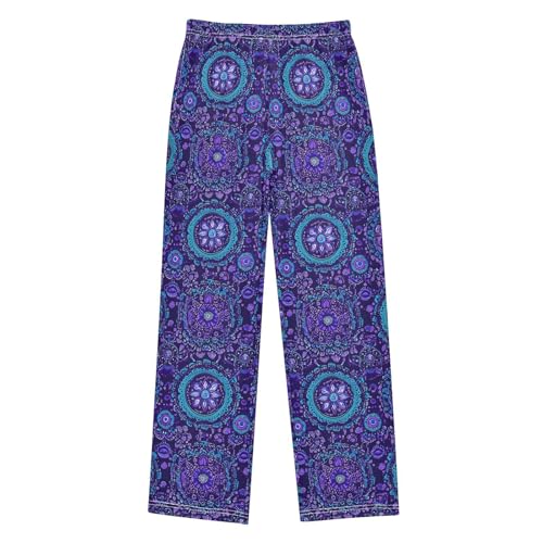 Pajama Pants Blue Purple Mandala Floral PJ Bottoms Sleepwear Lounge Sleep Pant with Pockets