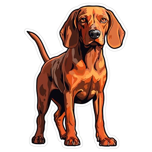 Redbone Coonhound Sticker 4 Inch Redbone Lover Hunting Dog Scent Hound - Waterproof Animal Vinyl Decal for Laptop Water Bottle Car Tumbler - Durable Aesthetic Long-Lasting Stickers for Adults ID44990