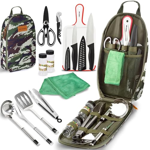 Camp Kitchen Cooking Utensil Set Travel Organizer Grill Accessories Portable
