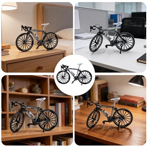 AMJKEJI Mountainbike Modell Spielzeug, 1:8 Fahrrad Modell Deko, Finger Fahrrad Modells, Miniatur Finger Bike, Fingers Mountainbike Modells Ornamente Geschenke für Geburtstage Abschlussfeiern (Schwarz)