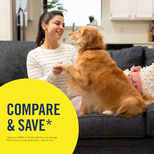 Image of PetArmor Plus Flea & Tick Topical Dogs 45-88 lbs, 12-Month | Ideal for Large Dogs 45-88 lbs; Kills Fleas, Eggs, Larvae, Ticks & Lice; 12-month supply; Waterproof Nose-to-Tail