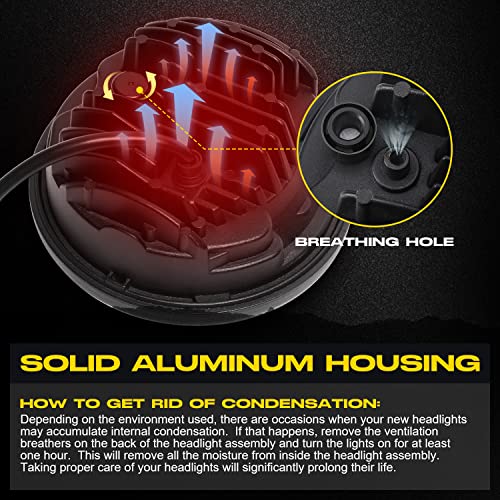Image of LX-LIGHT 51W 5-3 /4 5.75 inch Motorcycles LED Headlight with EMC Compatible with Iron 883 Dyna Street Bob Super Wide Glide Low Rider Night Rod Train Softail Deuce Custom Sportster,Black