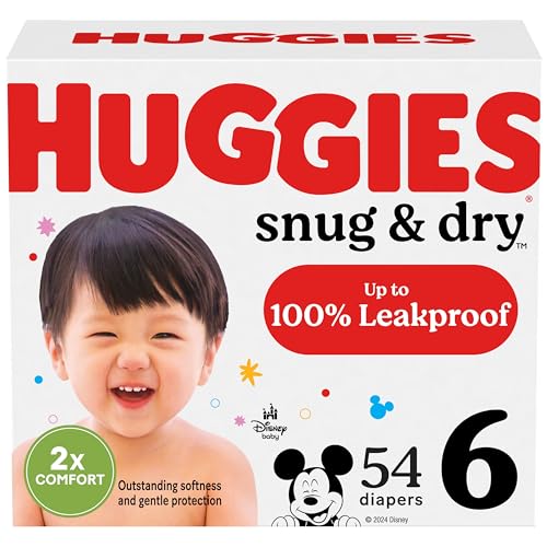 Image of Huggies Size 6 Diapers, Snug & Dry Baby Diapers, Size 6 (35+ lbs), 54 Count, Packaging May Vary
