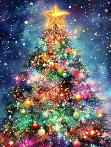 Pintar por Numeros Adultos, Pintar con Numeros Adultos árbol Navidad color, DIY Painting by Numbers Kits, con 3 Pinceles, Pigmento Acrílico, Paint by Numbers, Regalos Originales Hombre 30x40cm J0-569
